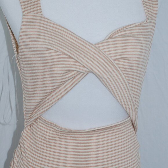 NWT Dress Endless Blu Womens Large Midi Form Fitting Peek-a-boo Front Beach - Picture 1 of 7